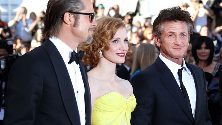 Brad Pitt, Jessica Chastain, Sean Penn - Red Steps - The Tree of Life © AFP