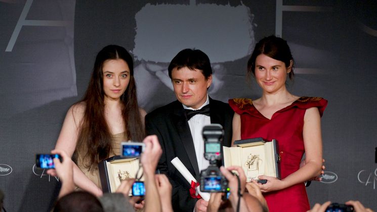 Cristina Flutur, Cristian Mungiu et Cosmina Stratan - Conférence de presse des lauréats © FIF / CD