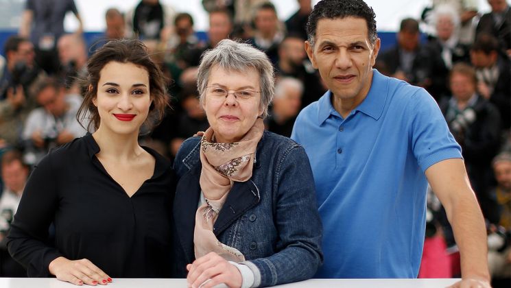 Camélia Jordana, Pascale Ferran et Roschdy Zem - Photocall - Bird People © AFP / V. Hache