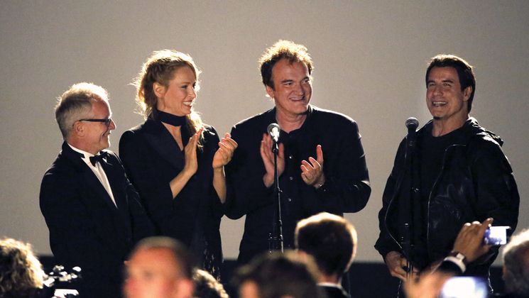 Thierry Frémaux, Uma Thurman, Quentin Tarantino and John Travolta - Presentation - Pulp Fiction © FDC / M. Petit