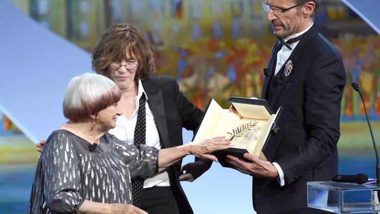 Agnès Varda, Jane Birkin, Lambert Wilson - Honorary Palme © AFP / Anne-Christine Poujoulat