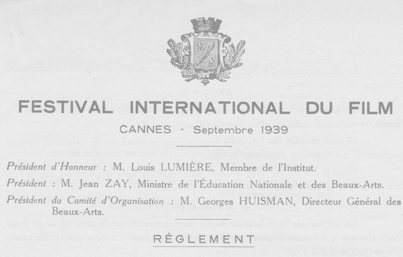 The Palme appeared on the Festival regulations in 1939, under the coat-of-arms of the town of Cannes © FDC