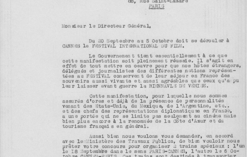 Lettre de Robert Favre Le Bret destinée à Monsieur Lemaire, Directeur Général de la S.N.C.F © FDC