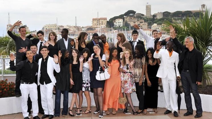 Laurent Cantet and the pupils, Photocall of the film The Class © AFP