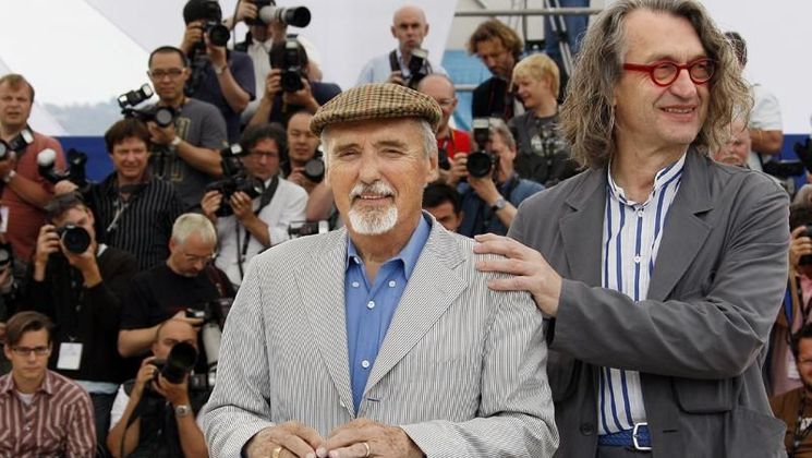 Denis Hopper and Wim Wenders, Photocall of the film Palermo Shooting © AFP
