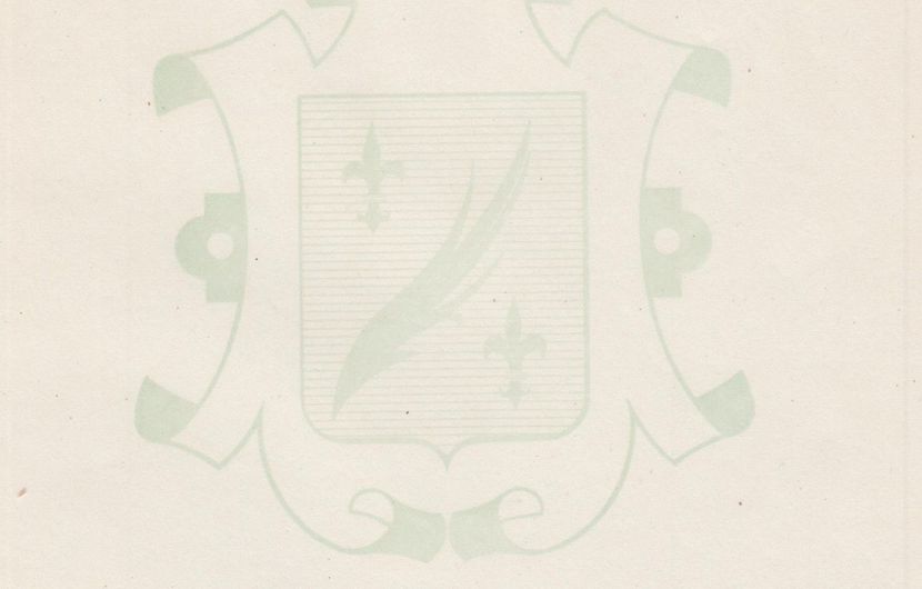 Official notepaper with a watermark showing the coat-of-arms of the town of Cannes, 1947 © FDC