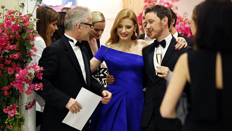 Thierry Frémaux, Jessica Chastain et James McAvoy © FDC / KV