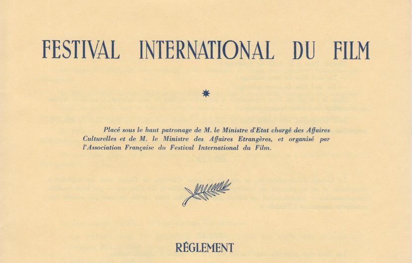Première apparition de la Palme dans une forme proche de l’actuelle sur le règlement officiel du Festival 1962. © FDC