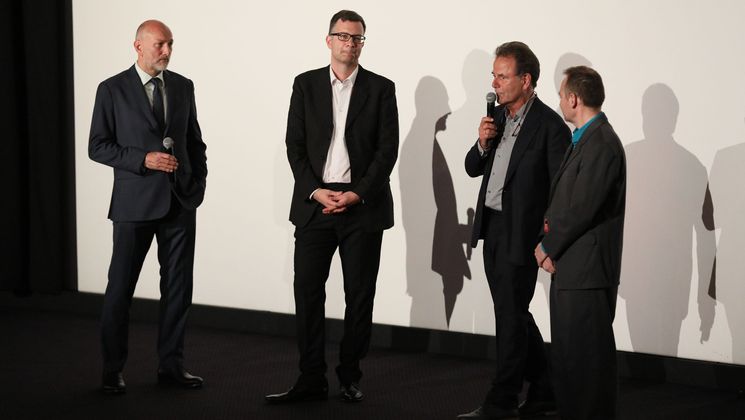 Nick Wave, Christian Popp, Nick Wave et Gérald Duchaussoy - Becoming Cary Grant © Christophe Bouillon / FDC