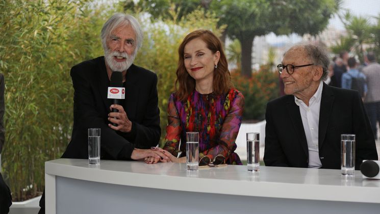Michael Haneke, Isabelle Huppert and Jean-Louis Trintignant  - Happy End © François Silvestre de Sacy / FDC