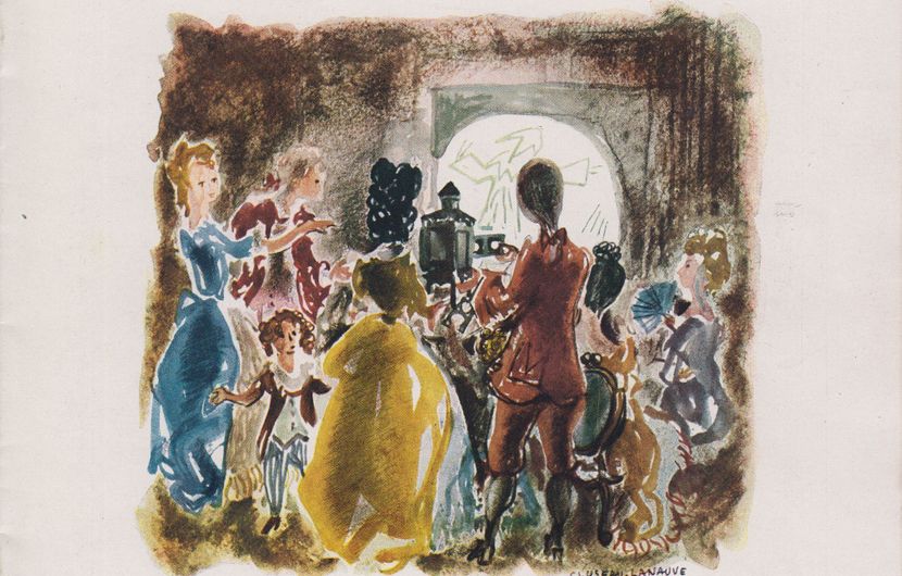 20 September 1946. A Brief History of the Cinema (1). Magic Lantern performance in 1775. © Cluseau-Lanauve / ADAPG