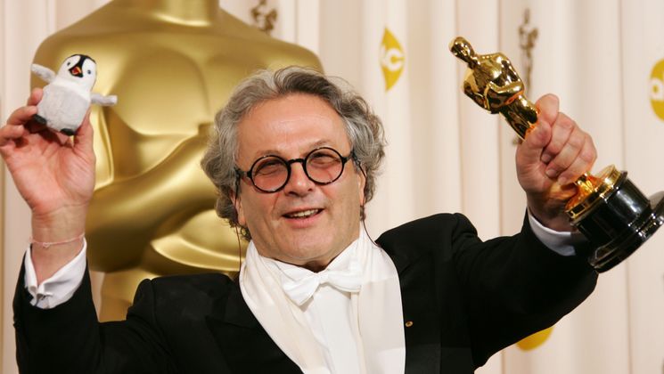 George Miller remporte l'Oscar du Meilleur film d'animation pour Happy Feet - 2007 © Robyn Beck / AFP