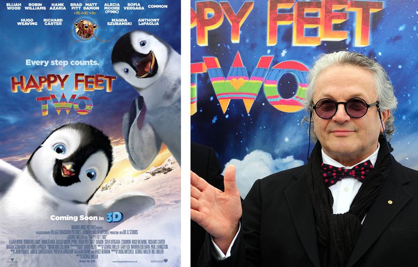 Poster of Happy Feet Two and George Miller at the world premiere in Hollywood  - 2011 © Photo by Frederic J. Brown / AFP