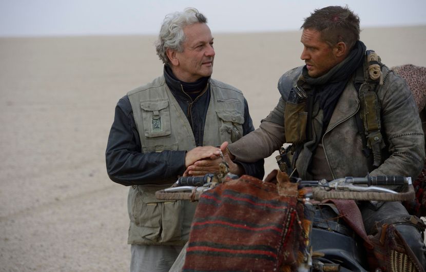 George Miller and Tom Hardy on the set of Mad Max: Fury Road - 2012 © Warner Bros Pictures