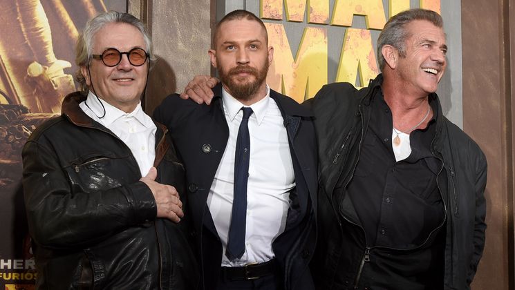 George Miller, Tom Hardy et Mel Gibson à la première de Mad Max: Fury Road à Hollywood - 2015 © Kevin Winter / Getty Images / AFP
