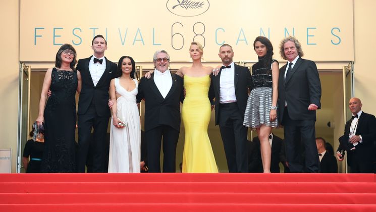 Georges Miller, Charlize Theron, Tom Hardy et toute l'équipe de Mad Max: Fury Road au 68e Festival de Cannes - 2015 © Anne-Christine Poujoulat / AFP