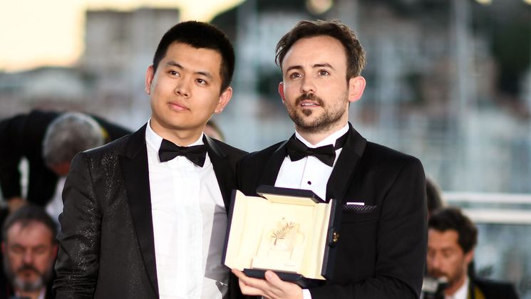 Short Films Winners  : Charles Williams - Palme d'or (All These Creatures) and  Wei Shujun - Special Mention from the Jury (On The Border) © Anne-Christine Poujoulat/AFP