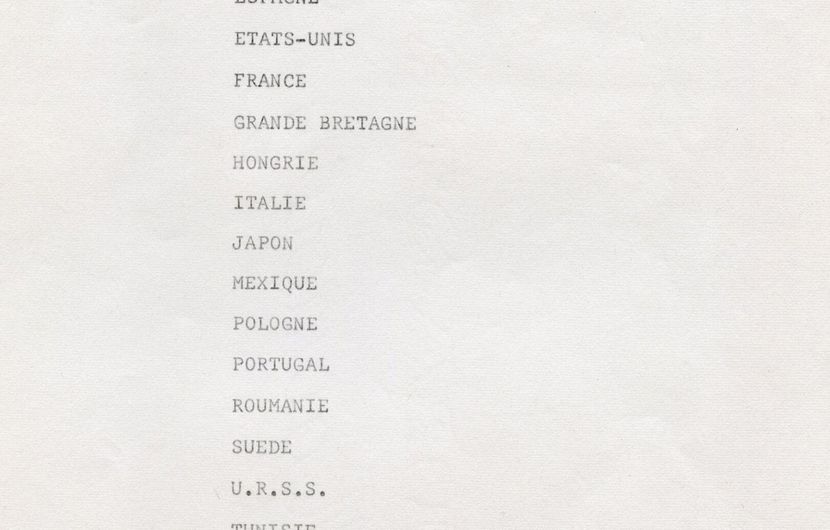 Liste des pays au Marché du Film, 1963 - Page 1/2 © FDC