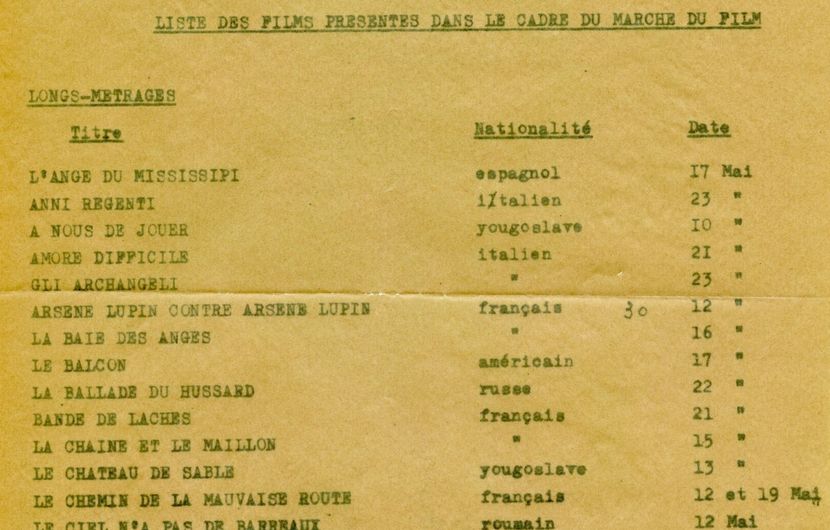 Listes des films au Marché du Film, 1963 - Page 2/2 © FDC
