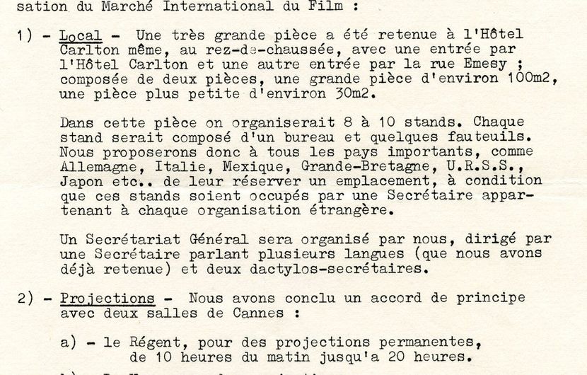 Correspondances Robert Favre Le Bret et Chambre Syndicale de la Production Cinématographique Français, 1961 - Page 3/5 © FDC