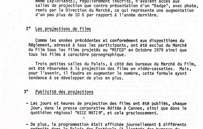 Marché du Film Report, 1980 - Page 2/3 © FDC