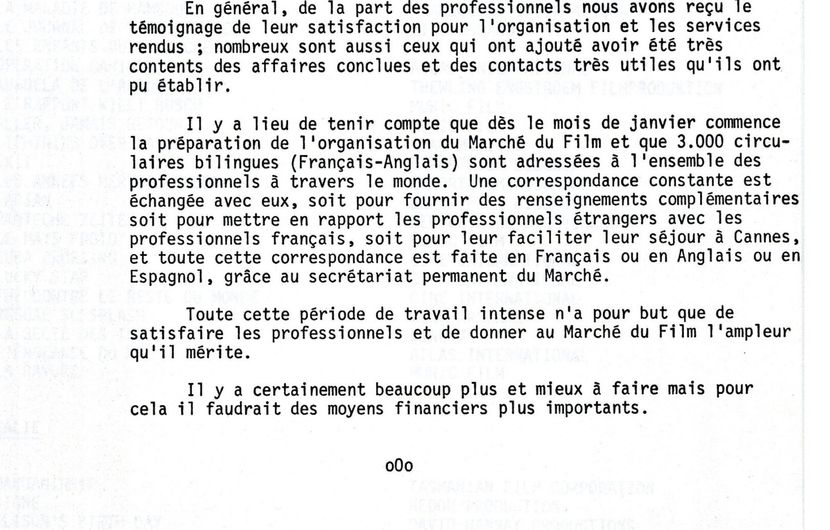 Marché du Film Report, 1980 - Page 3/3 © FDC