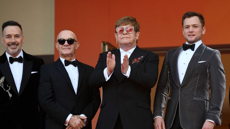David Furnish, Bernie Taupin, Elton John, Taron Egerton - Rocketman © Loïc Venance / AFP