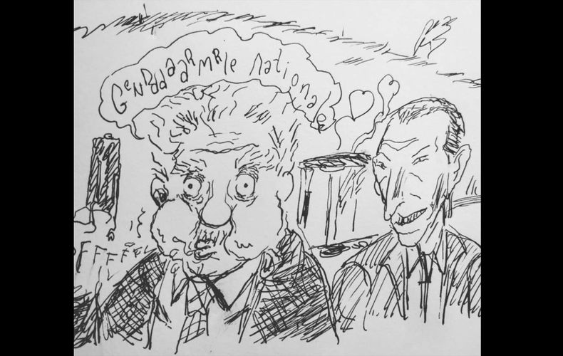 Caricature des personnages principaux de la mini-série de Bruno Dumont, P'tit Quinquin, le commandant Van der Weyden et le lieutenant Rudy Carpentier