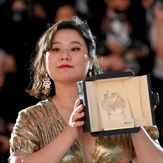Tang Yi - Palme d'or du court métrage avec Tian Xia Wu Ya (Tous les corbeaux du monde) © Cristophe Simon / AFP