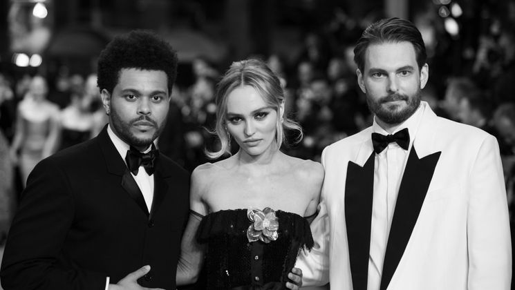 Abel “The Weeknd” Tesfaye, Lily-Rose Depp, Sam Levinson (THE IDOL) - Montée des Marches © Maxence Parey / FDC