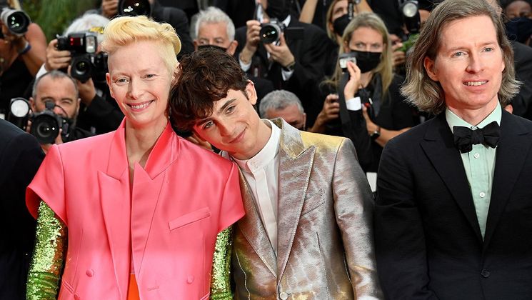 Tilda Swinton, Timothée Chalamet and Wes Anderson - The French Dispatch © John Macdougall / AFP