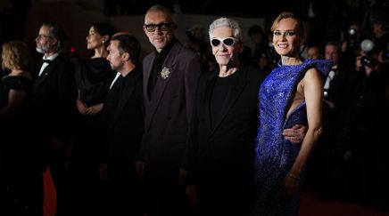 (FromC) French actor Vincent Cassel, Canadian director David Cronenberg and German-US actress Diane Kruger arrives for the screening of the film "The Apprentice" at the 77th edition of the Cannes Film Festival in Cannes, southern France, on May 20, 2024. (Photo by Valery HACHE / AFP) © Valery HACHE / AFP
